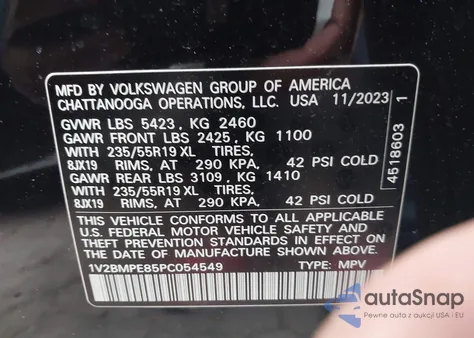 2023 Volkswagen Id.4 Standard из США, поврежденный, VIN 1V2BMPE85PC054549